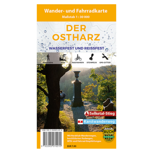 Wetter- und reißfeste Wander- und Fahrradkarte "Der Ostharz" mit Selketal-Stieg und Karstwanderweg im Maßstab 1:30000