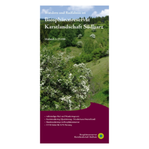 Titelblatt Wander- und Radkarte: Wandern und Radfahren im Biosphärenreservat Karstlandschaft Südharz Maßstab 1:25000
